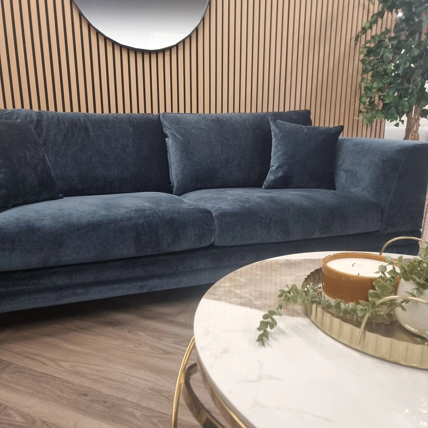 Furnish365 Lenox mid-century mermaid fabric sofa range in a modern living room setting