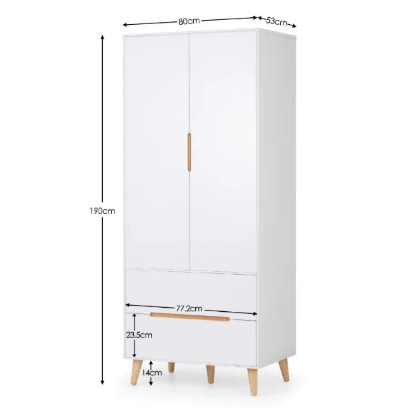 Alicia Combination Wardrobe – White – Versatile Storage with Hanging Rail and Shelves | Julian Bowen