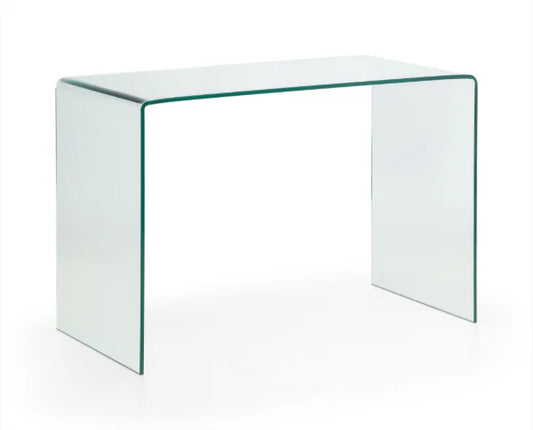 Amalfi Desk – Clear Glass – Curved Tempered Glass Design – No Assembly Needed