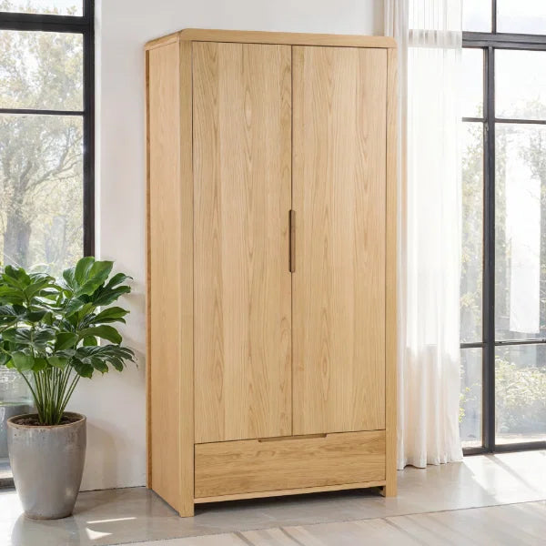 Curve 2 Door Wardrobe – Oak – Elegant Design with Distinctive Curved Top