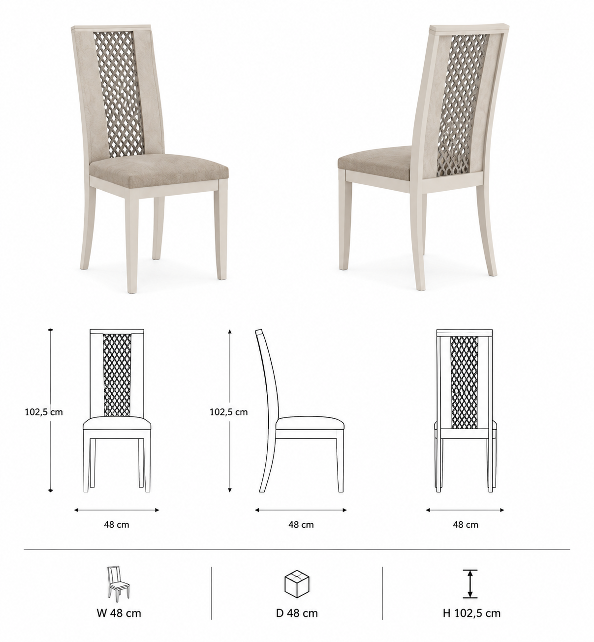 Set of 2 Velvet Fabric Dining Chairs – Italian Design, Cushioned Seats