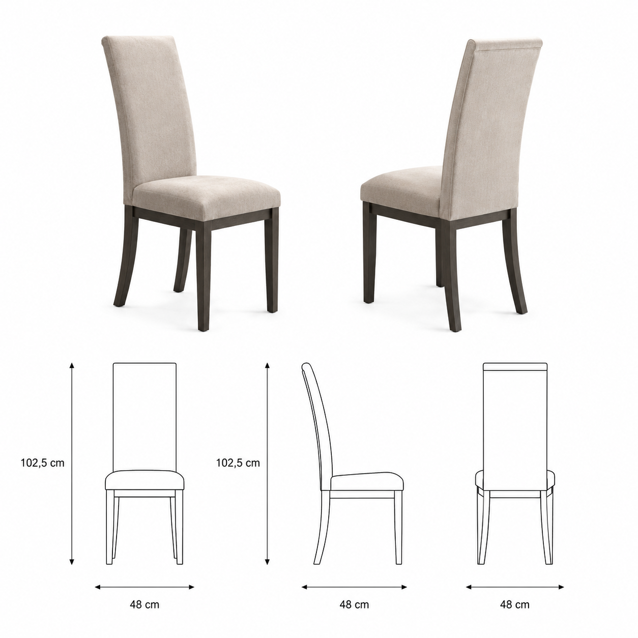 Fabric dining chair with cushioned seat – Italian design for modern dining rooms