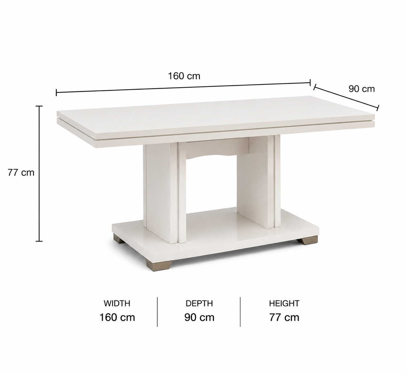 Fixed rectangular wood dining table – solid Italian design, seats 6 for family meals