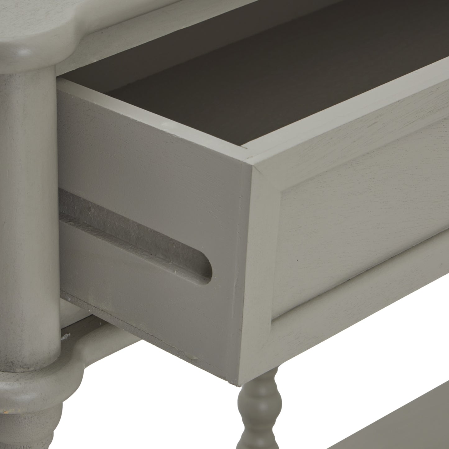 Hill Interiors Camden Collection grey wooden console table in a modern hallway setting