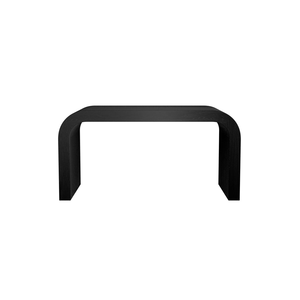 LPD Furniture Lake black coffee table with sleek curved design in a modern living room setting