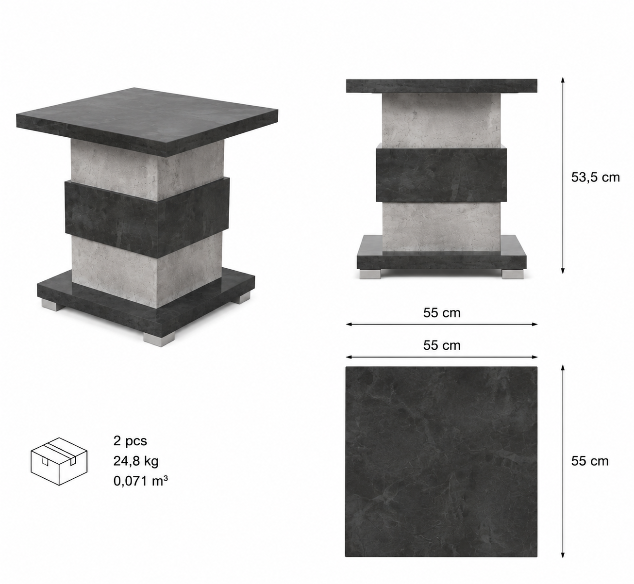 Lamp table – Italian design, compact side table for living rooms
