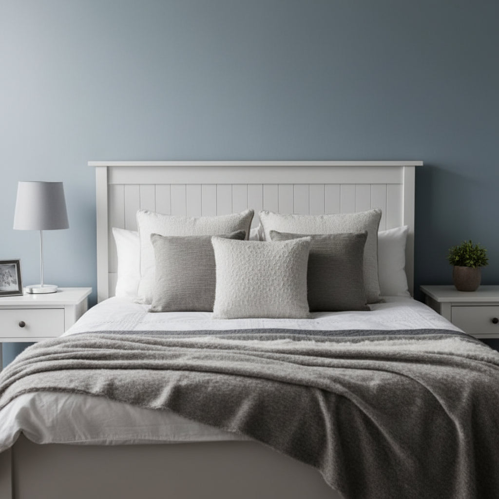 Maine Dove Grey Double Bed – Classic Panelled Headboard