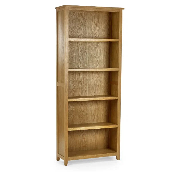 Mallory Tall Bookcase – Oak & White – 5 Spacious Shelves – Maximises Vertical Storage