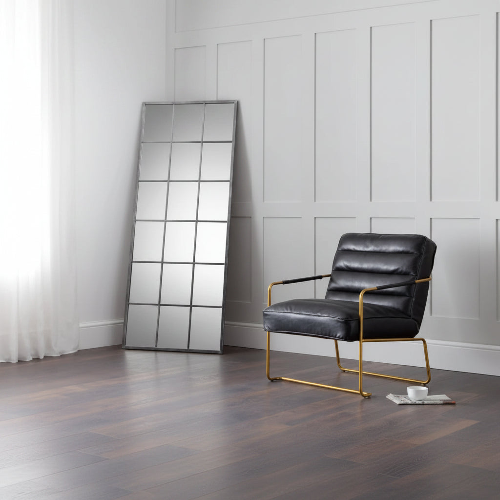 Palais Pewter Lean-To Dress Mirror – Classic Full-Length Mirror – No Wall Fixing Needed | Julian Bowen