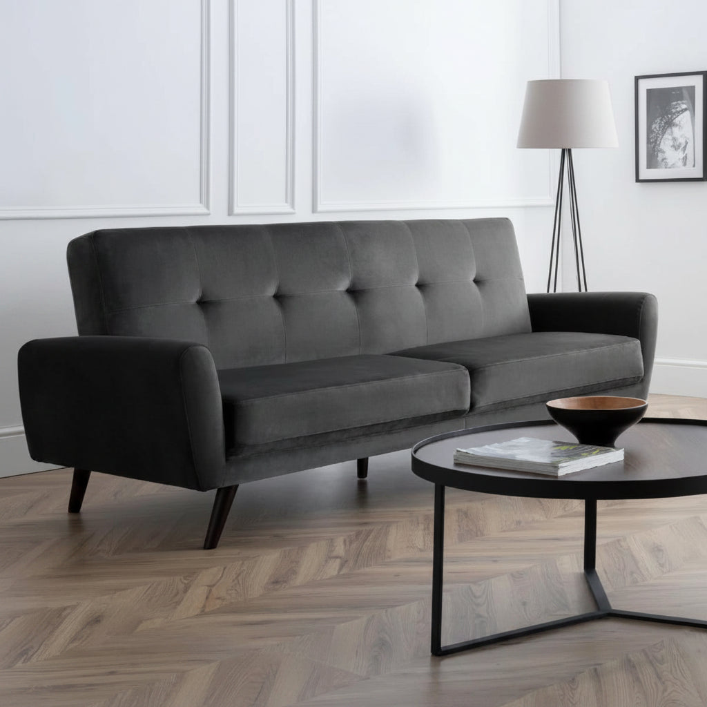 Monza 3 Seater Sofa – Dark Grey Velvet – Luxurious Family Seating | Julian Bowen