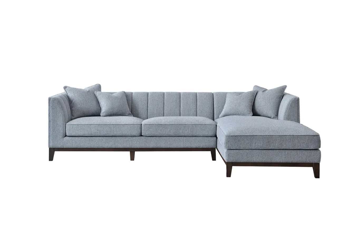 Furnish365 Cooper corner sofa from behind showing the mid-century modern design