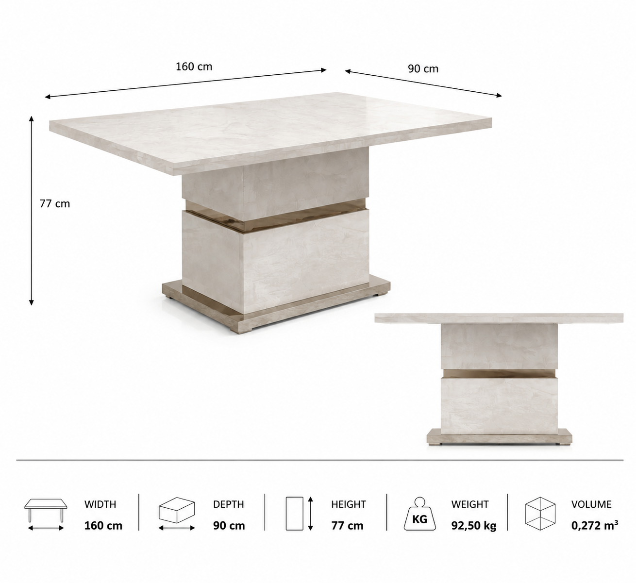Sturdy wood dining table – Italian design, spacious and durable for everyday family life