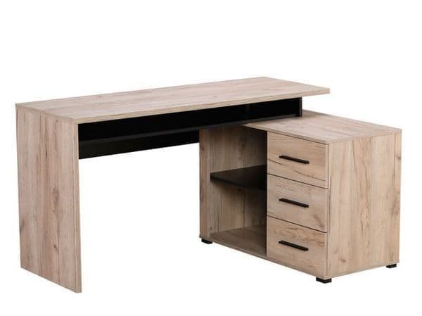 Amos Mann Furniture Amag oak and black corner desk in a modern home office setting
