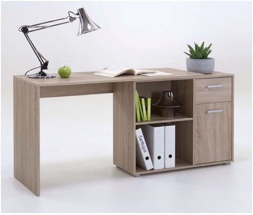 Amos Mann Furniture Carin oak corner flexi desk in a modern home office setting