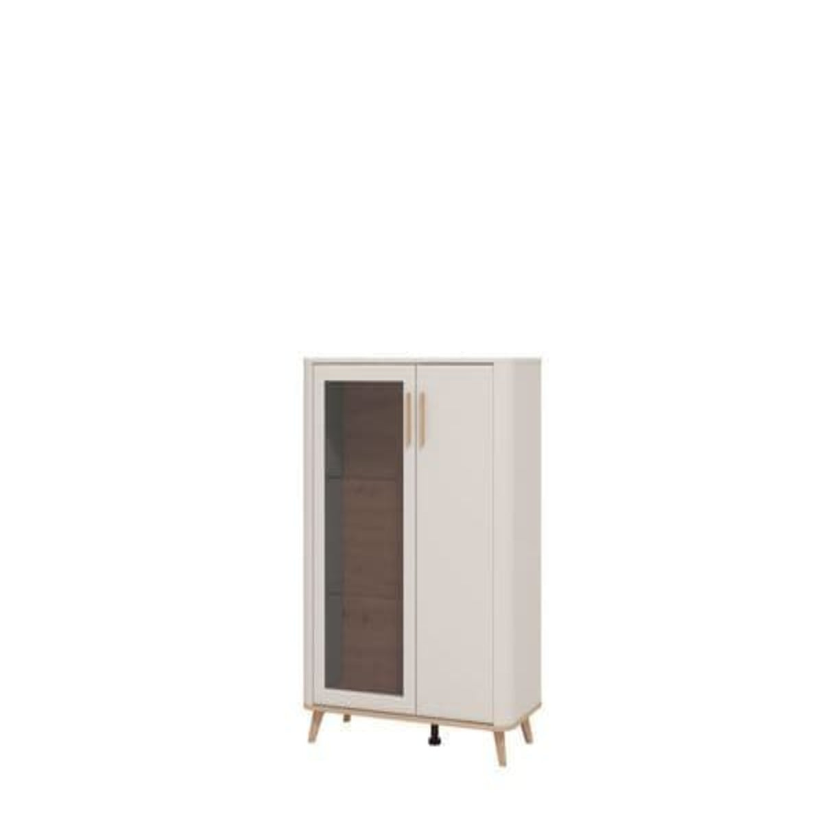 Amos Mann Furniture Darigon low cabinet showing the 1 glass door and 1 closed door