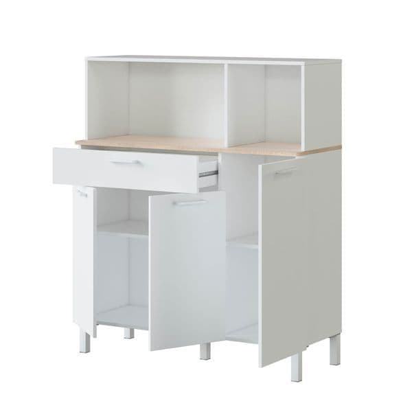 Amos Mann Furniture Denby white and oak 3 door utility kitchen cupboard in a modern kitchen setting