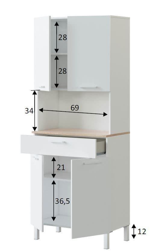 Amos Mann Furniture Denby white and oak 4 door utility kitchen cupboard in a modern kitchen setting