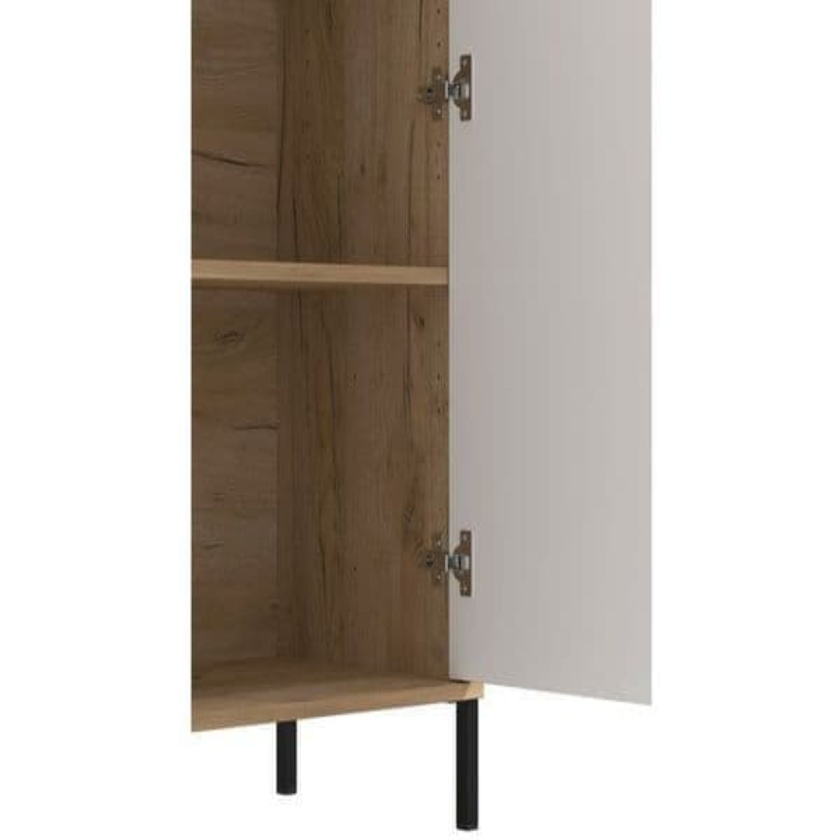 Amos Mann Furniture Evandria grey oak and cashmere short sideboard in a modern hallway setting