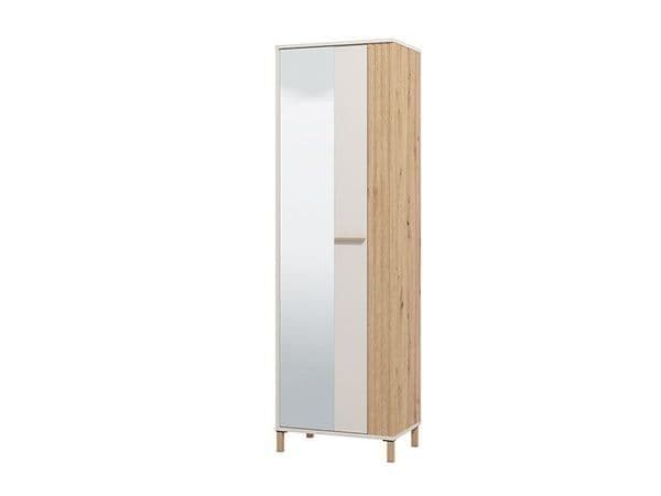 Amos Mann Furniture Granada cashmere and oak effect slim narrow wardrobe in a modern bedroom setting