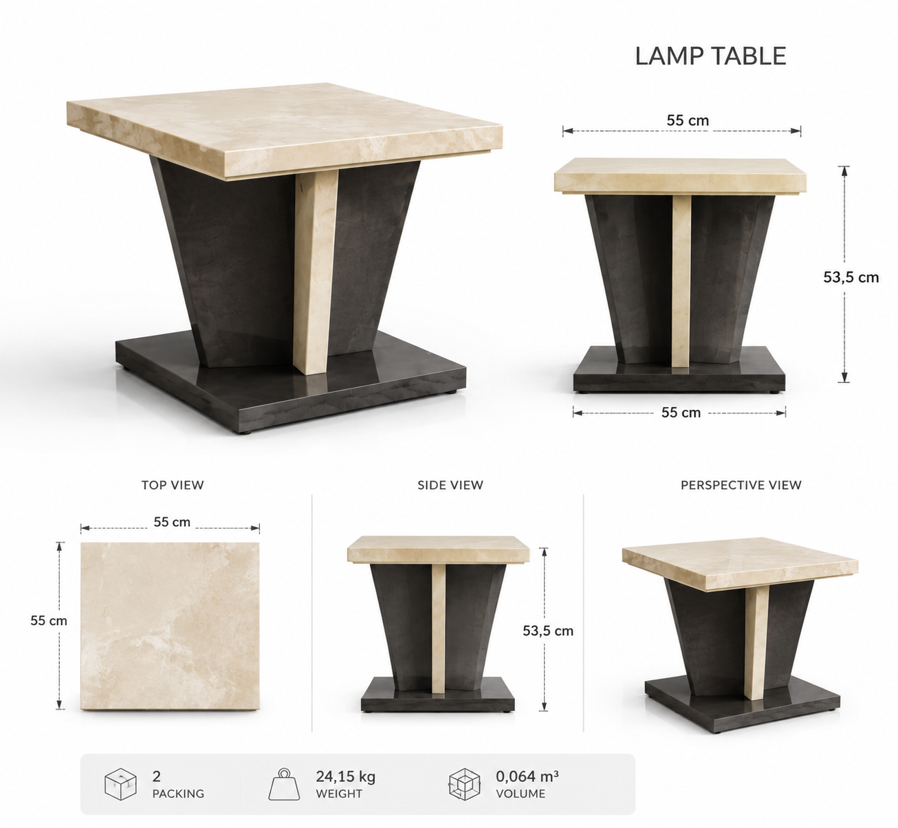 lamp table – Italian design, compact side table for living rooms