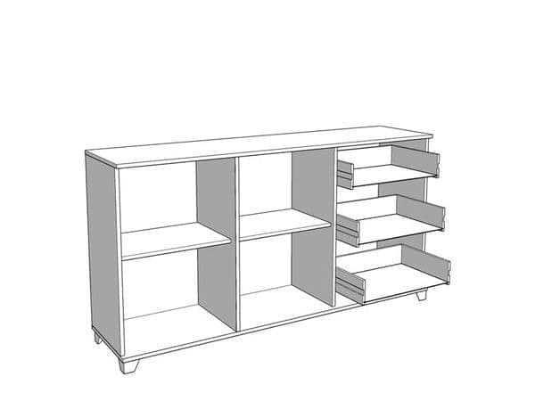 Amos Mann Furniture Merlot white gloss and oak sideboard in a modern dining room setting