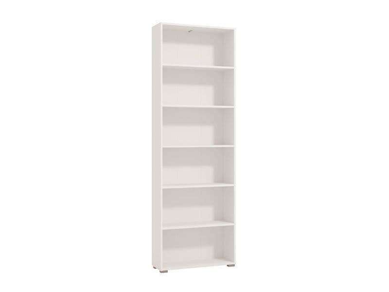 Amos Mann Furniture Thomas white slim tall bookcase in a modern living room setting