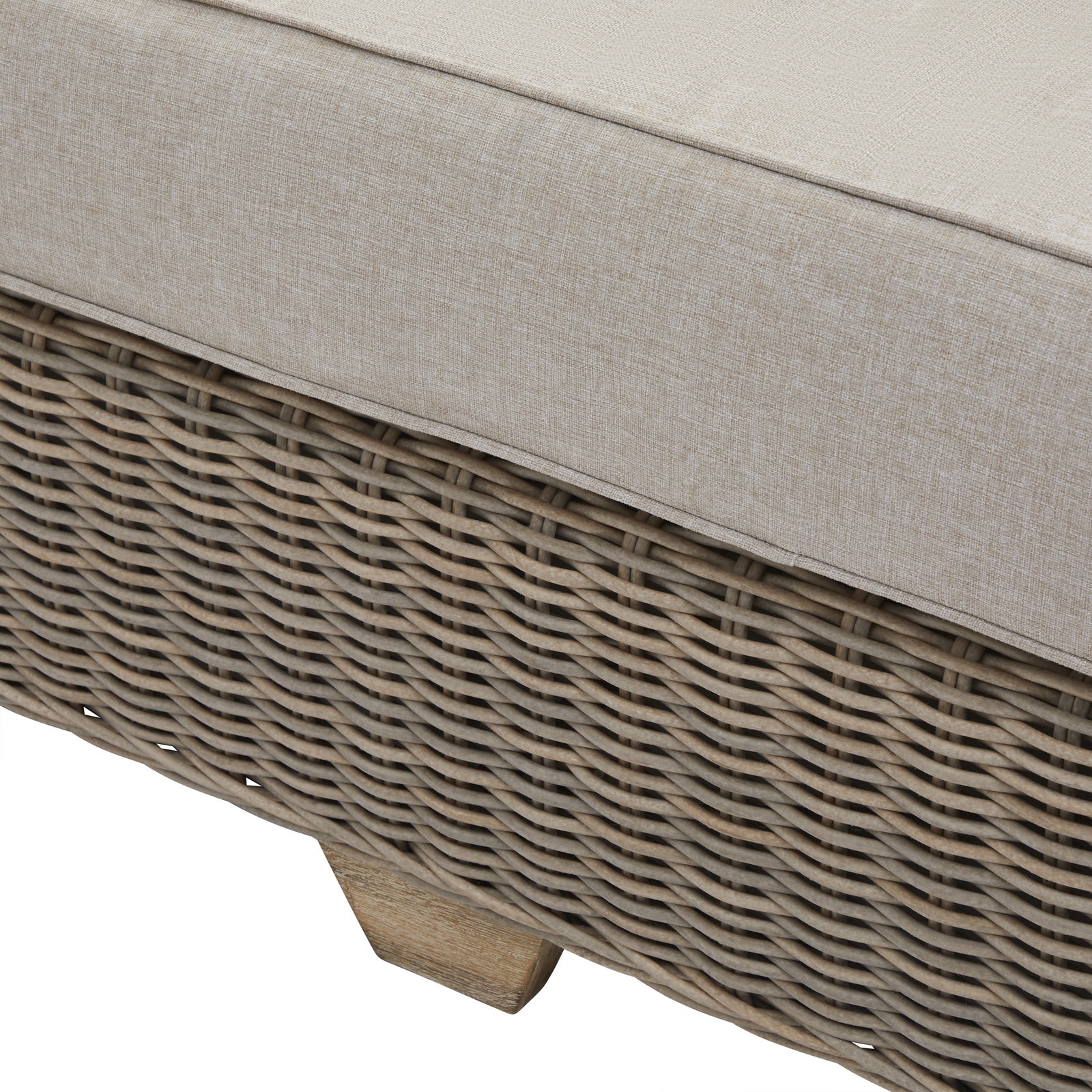 	Hill Interiors Capri outdoor two seater sofa from behind showing the comfortable backrest
