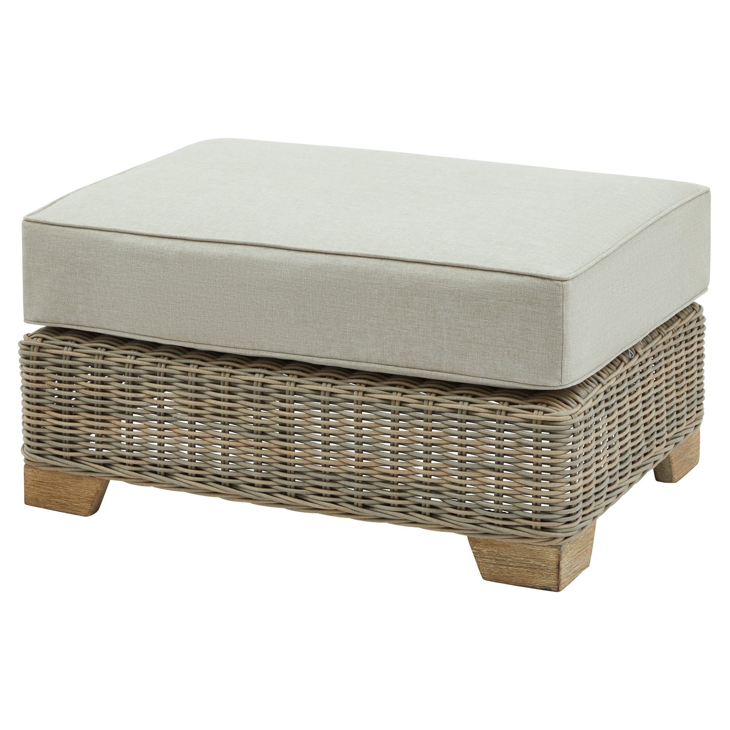 Hill Interiors Capri outdoor foot stool from above showing the padded top surface