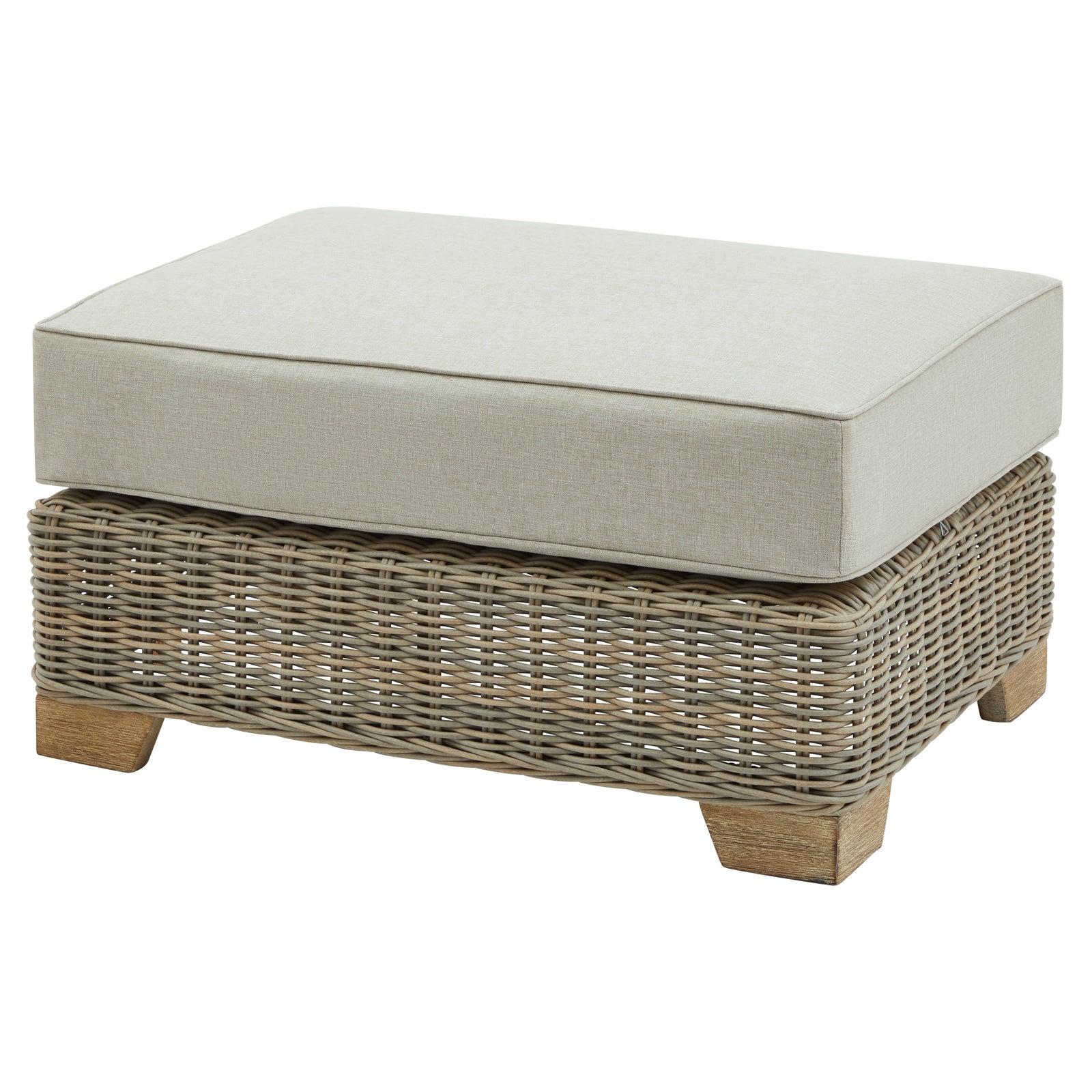 Hill Interiors Capri outdoor foot stool from above showing the padded top surface