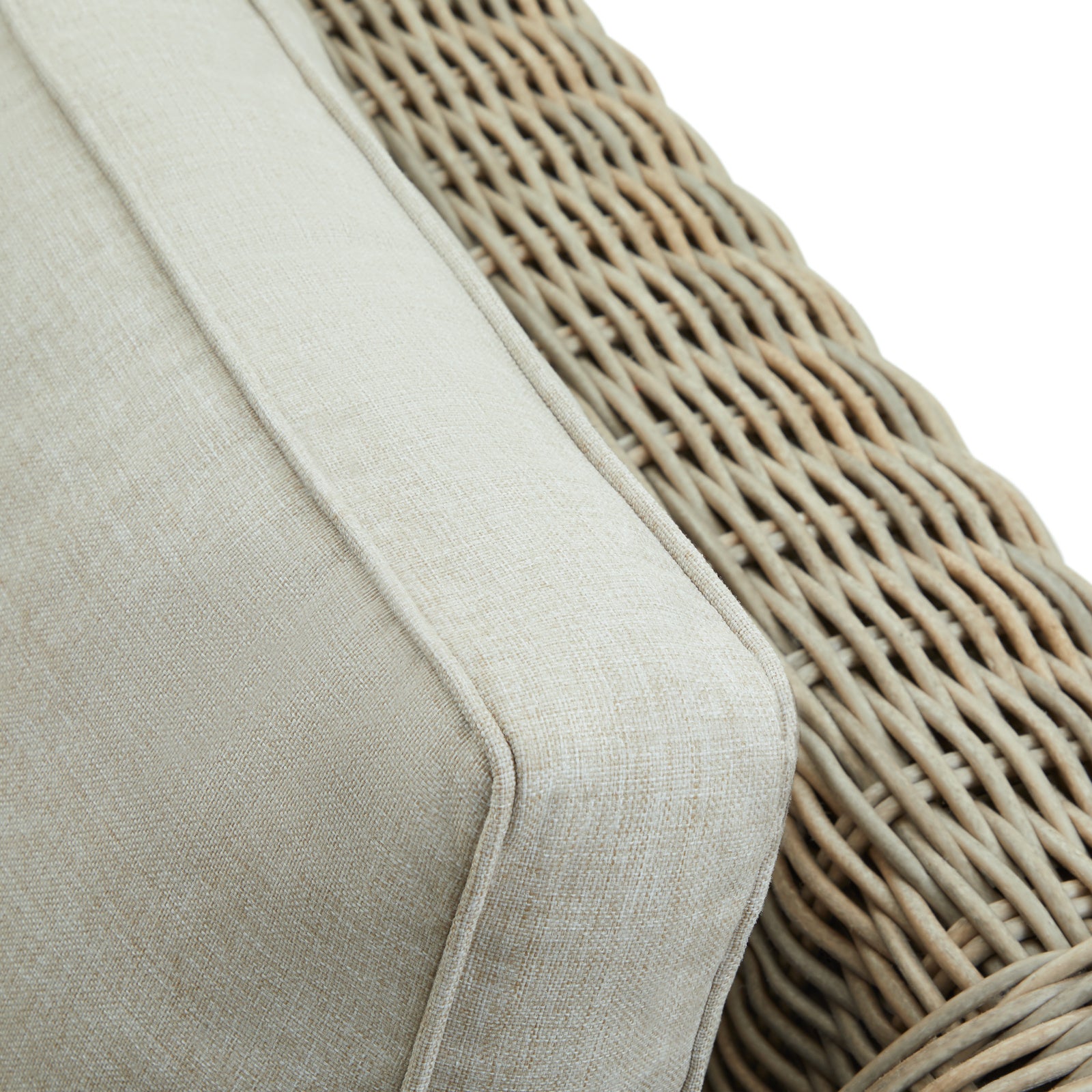 Hill Interiors Capri outdoor three seater sofa from behind showing the comfortable backrest
