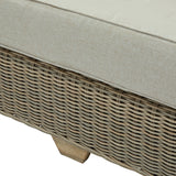 Hill Interiors Capri outdoor sofa showing the seat cushion thickness and overall proportions