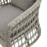 	Close-up of Hill Interiors Palma outdoor set showcasing the synthetic fabric texture and stitching details