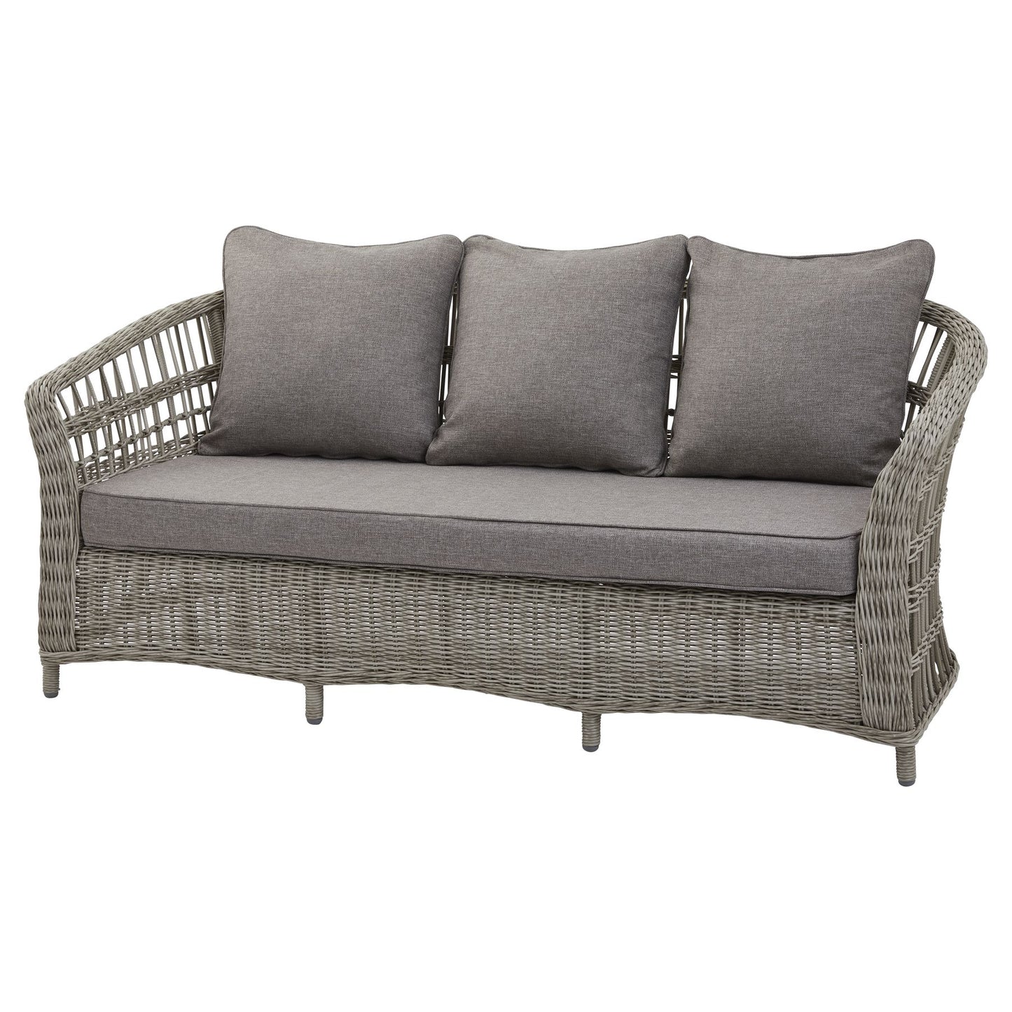 Hill Interiors Palma beige outdoor set in a contemporary patio with natural lighting