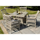 	Hill Interiors Provence outdoor dining chair showing the seat cushion thickness and overall proportions