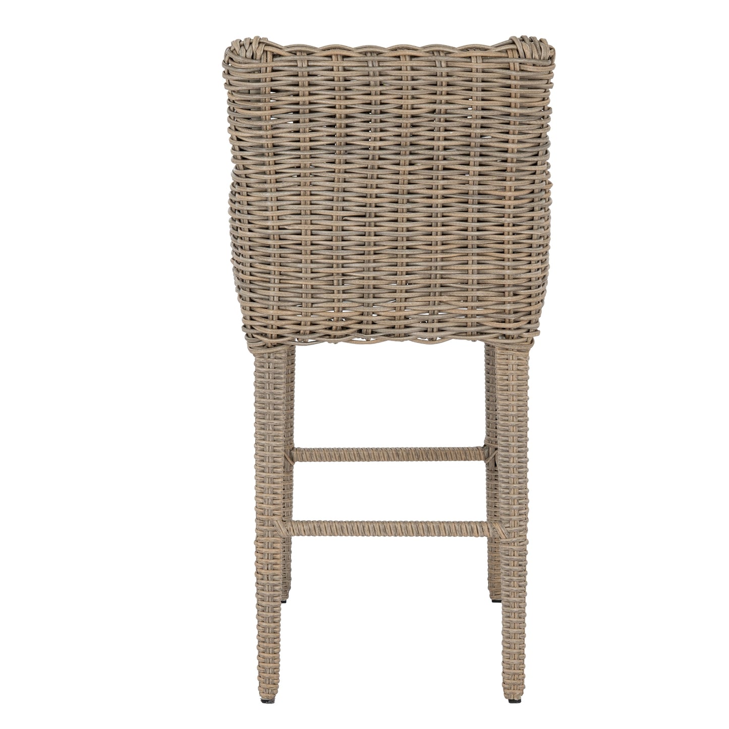 Hill Interiors Amalfi Collection beige outdoor bar stool in a modern garden bar setting