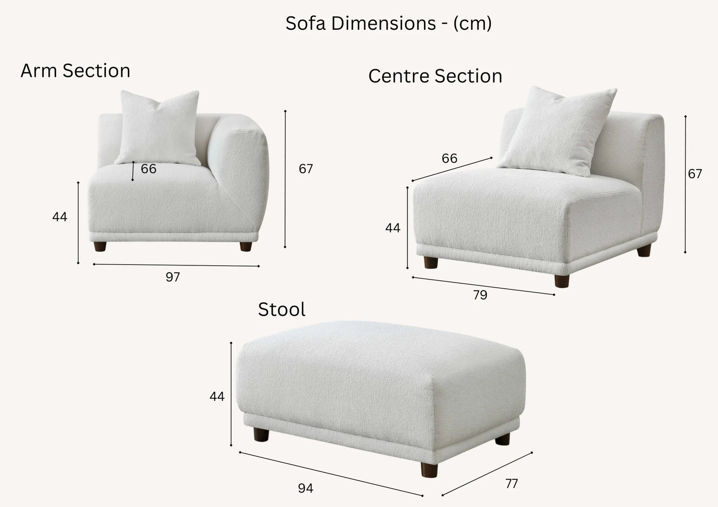 	Furnish365 Lottie modular bouclé corner sofa with scatter cushions in a modern living room setting