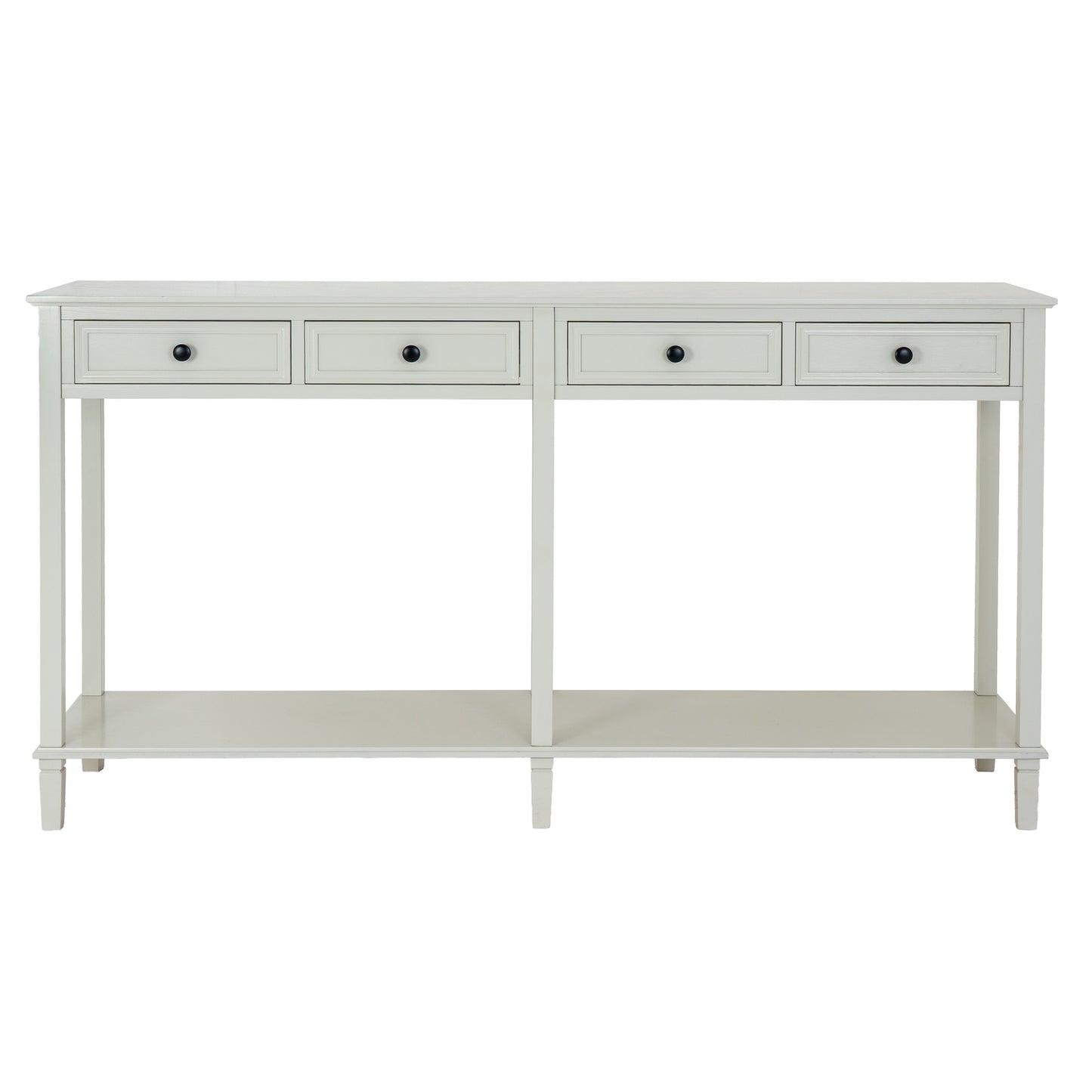 Close-up of Hill Interiors Belmont Collection console table showcasing the wood grain and drawer handles