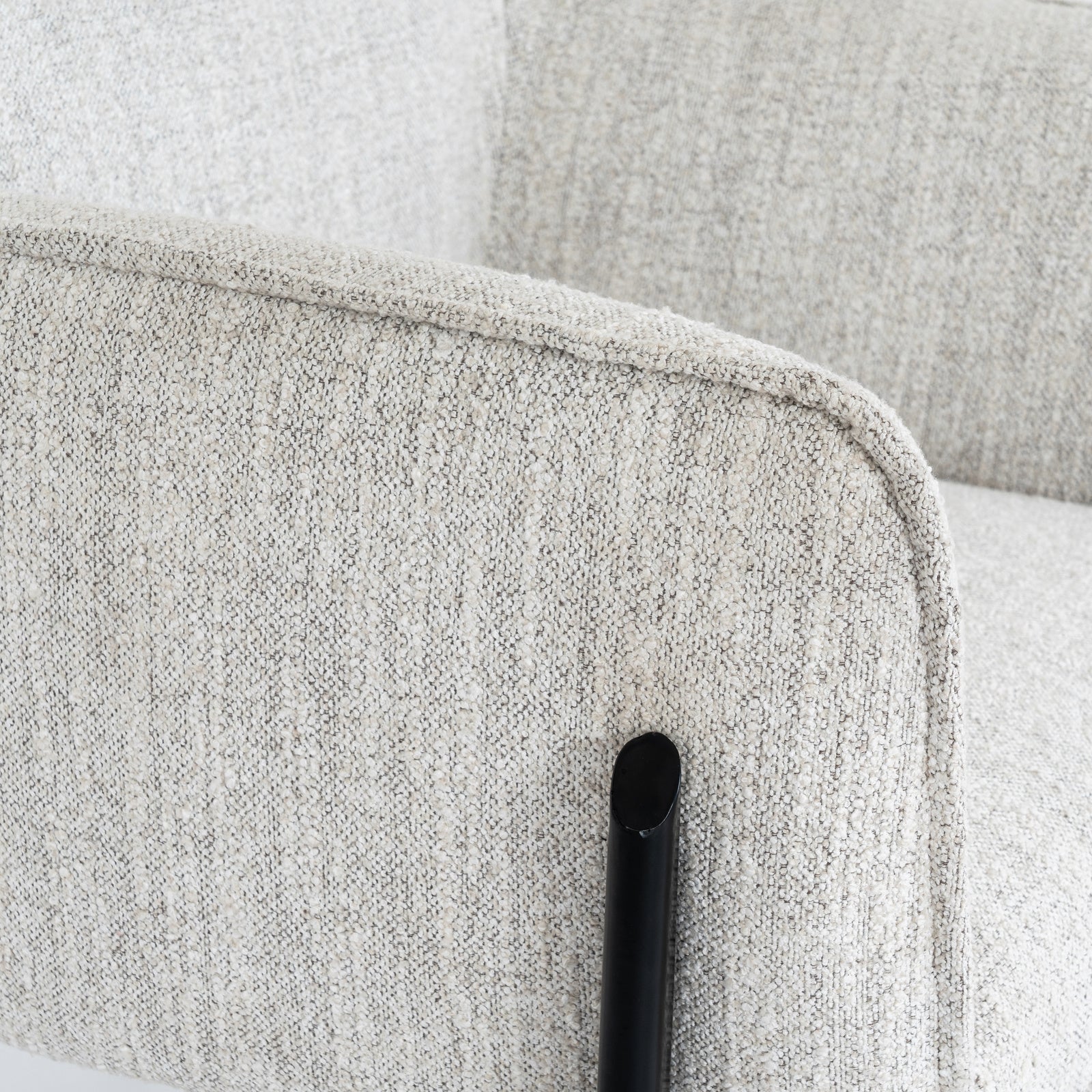 Hill Interiors Zephra white armchair from behind showing the contoured backrest