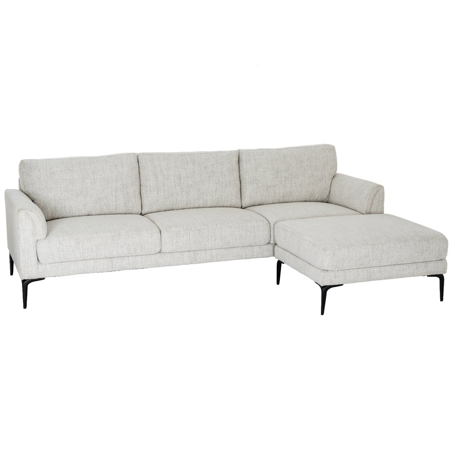 Close-up of Hill Interiors Zephra sofa showcasing the white fabric texture and stitching details