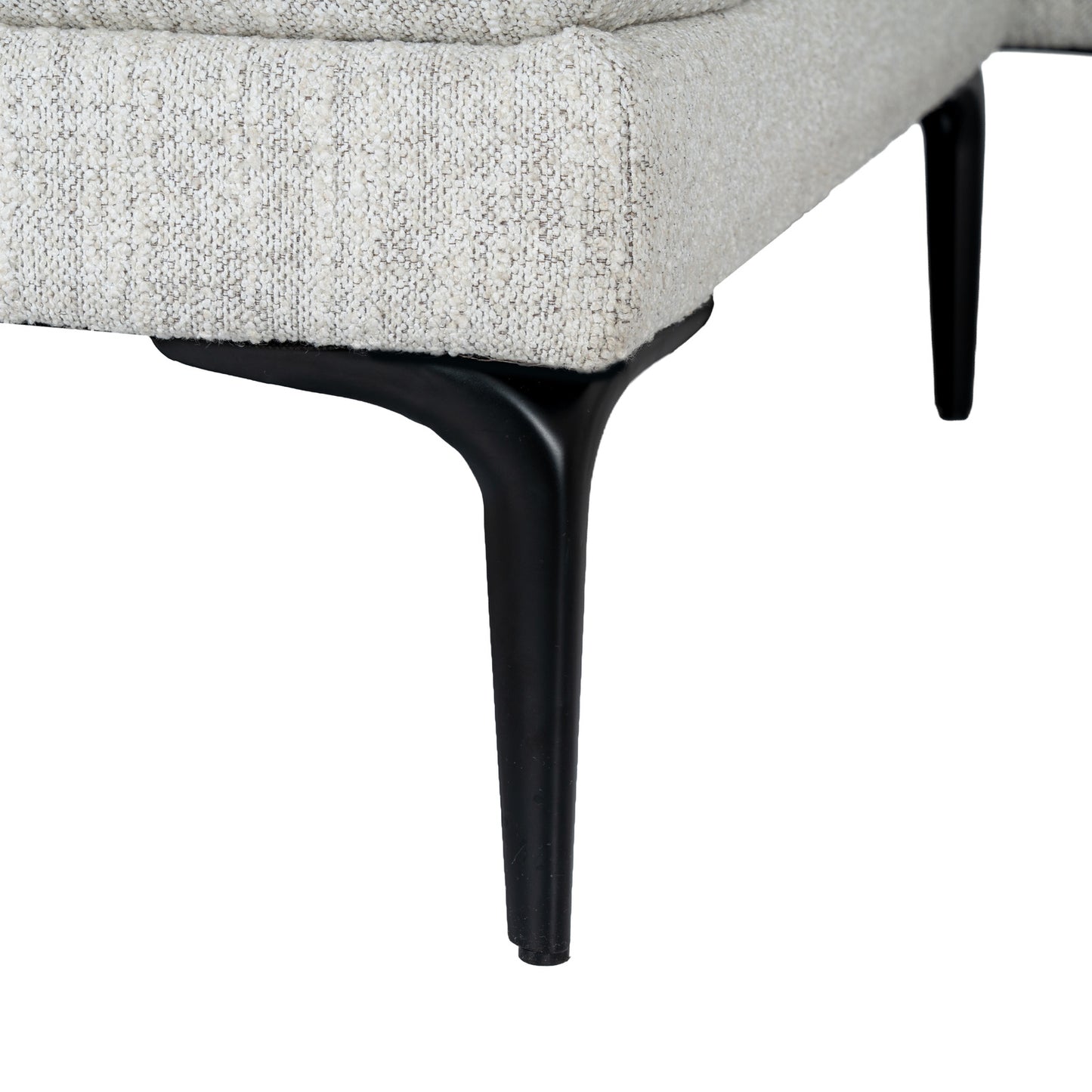 Angle view of Hill Interiors Zephra sofa highlighting the comfortable design and footstool