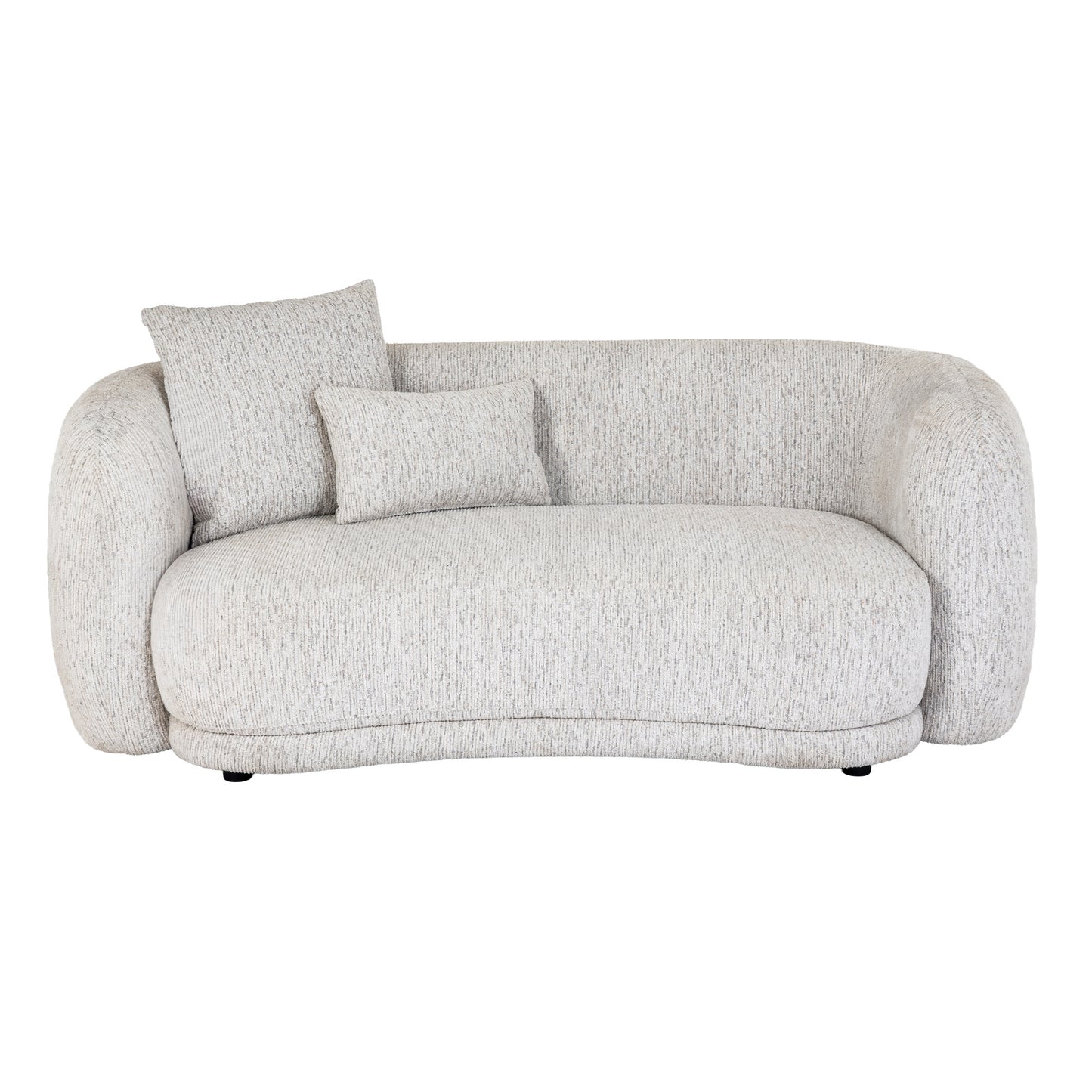 Close-up of Hill Interiors Sorelle sofa showcasing the white fabric texture, stitching details, and cushions