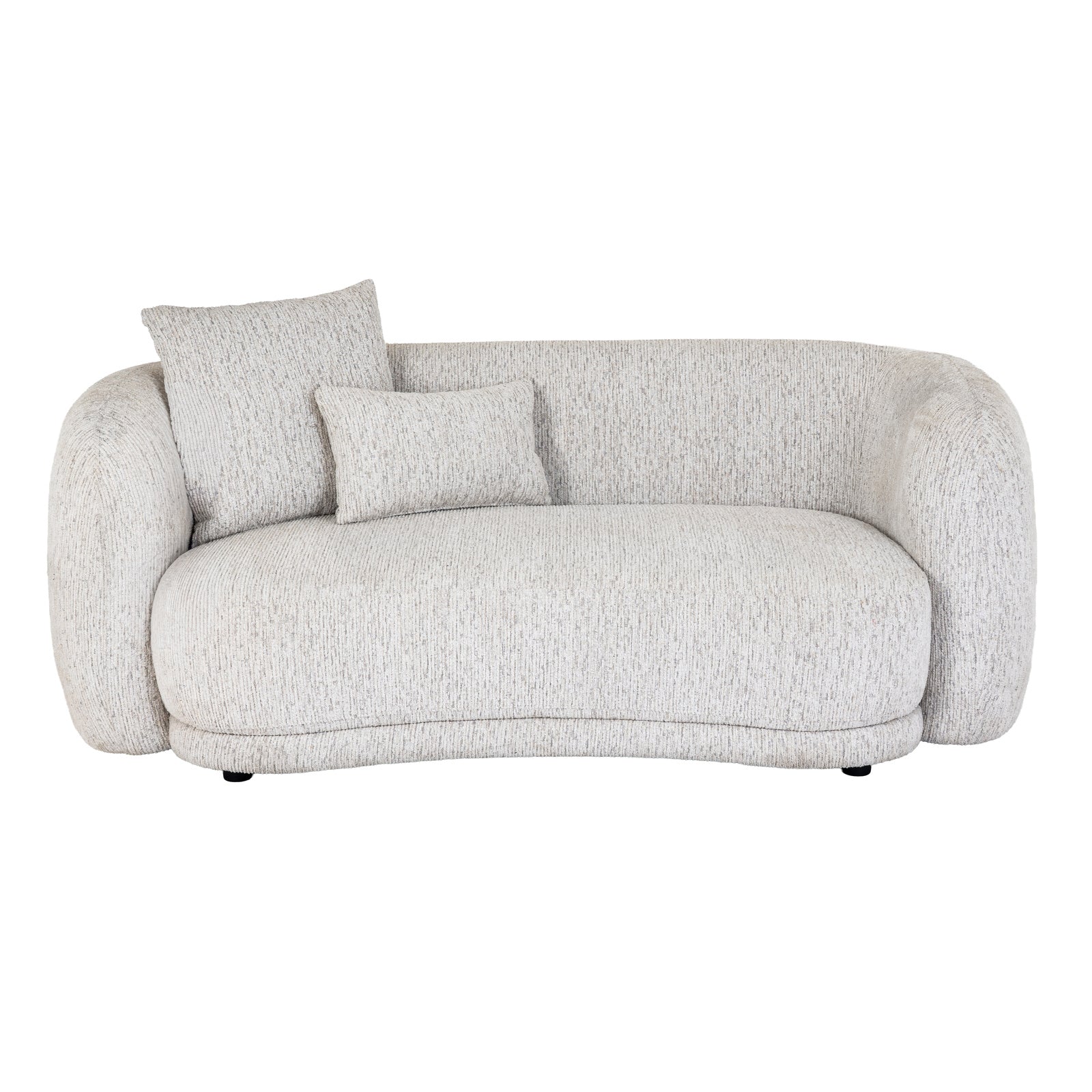 Close-up of Hill Interiors Sorelle sofa showcasing the white fabric texture, stitching details, and cushions