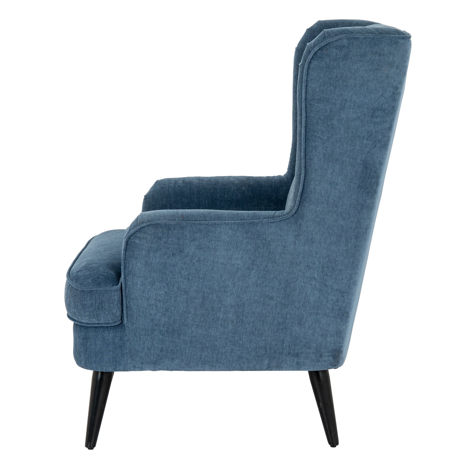 Hill Interiors Vellis wingback armchair from behind showing the classic wingback silhouette
