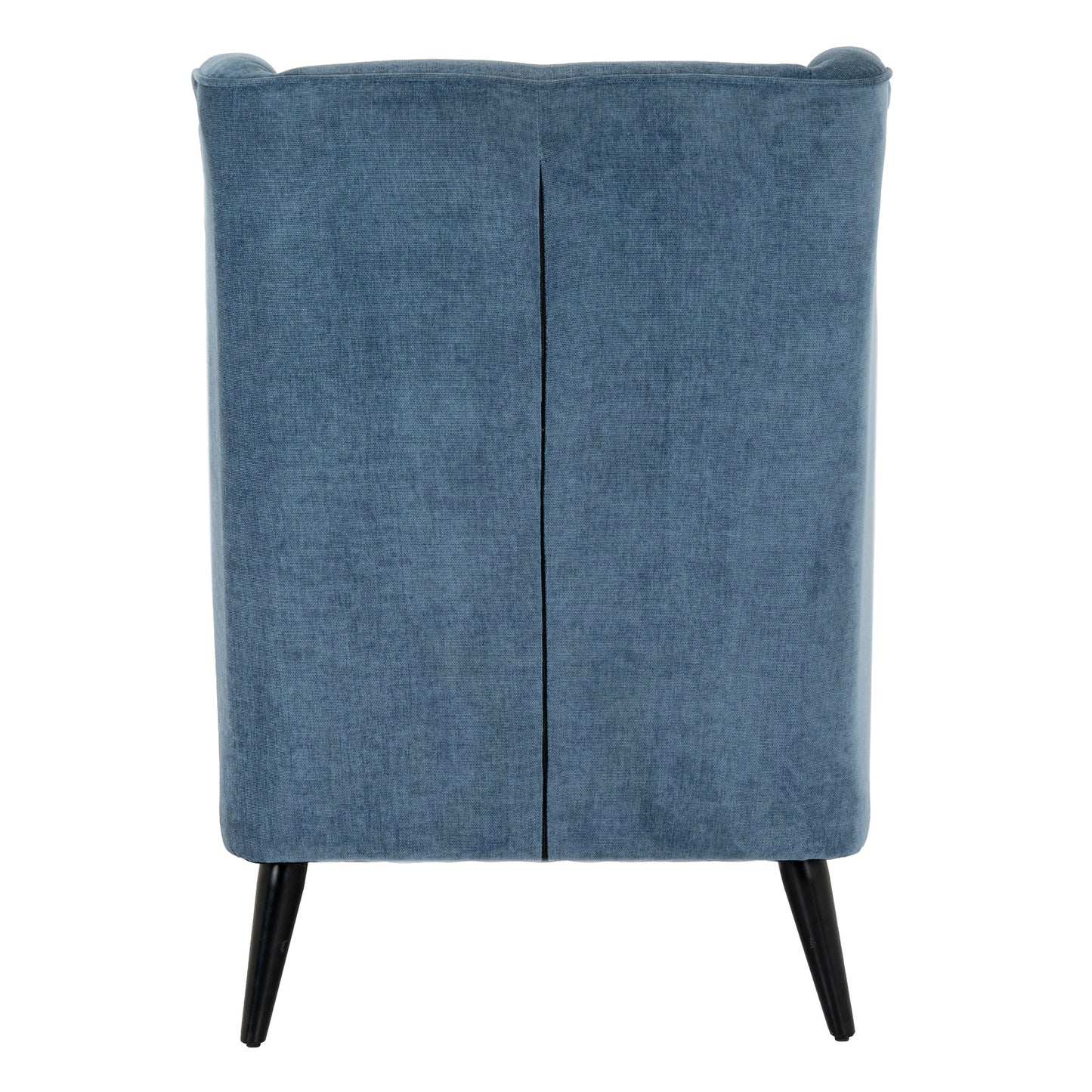 Hill Interiors Vellis blue wingback armchair in a contemporary living room with natural lighting