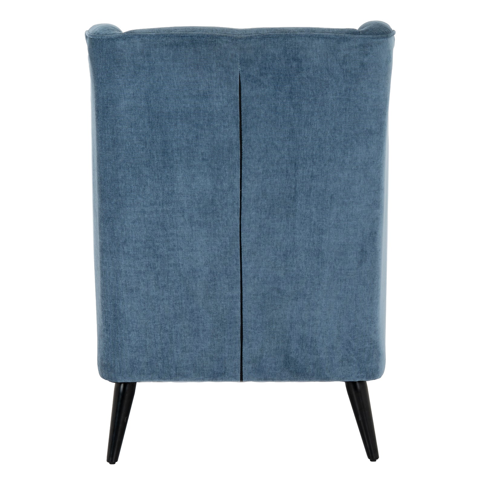 Hill Interiors Vellis blue wingback armchair in a contemporary living room with natural lighting