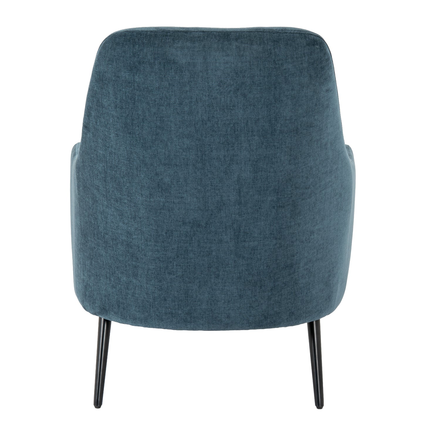 Hill Interiors Avaris blue wingback armchair in a contemporary living room with natural lighting