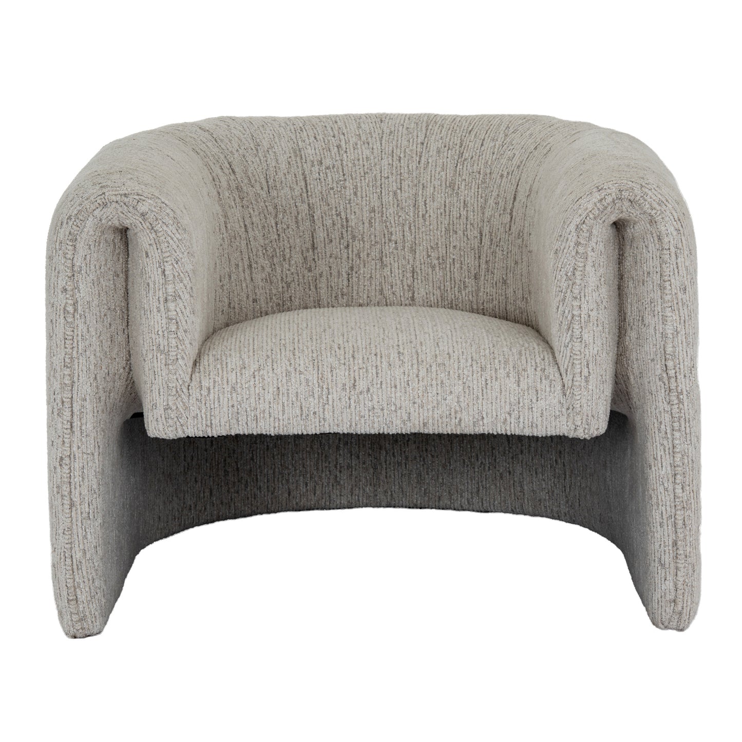 Close-up of Hill Interiors Avia mist grey armchair showcasing the fabric texture and stitching details