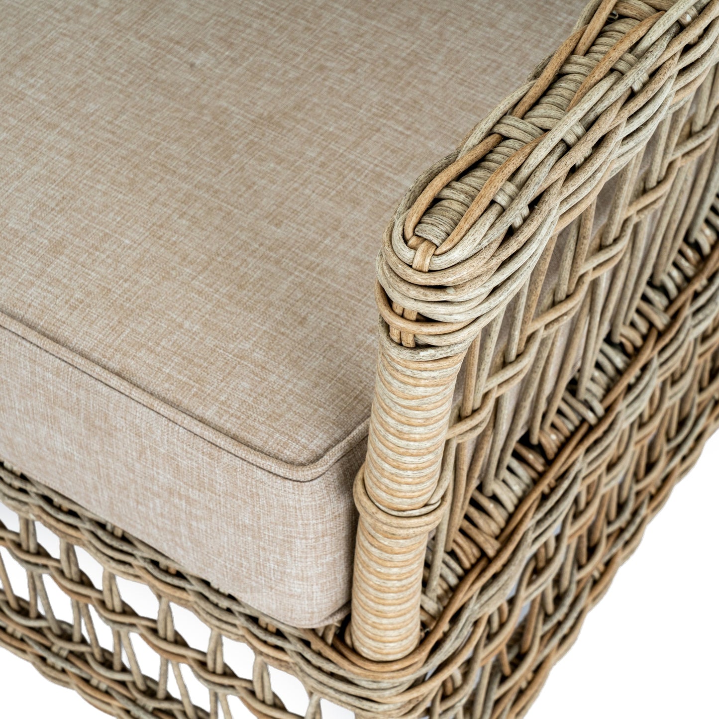 Hill Interiors Provence Collection beige outdoor 4 seater lounge set in a modern garden setting