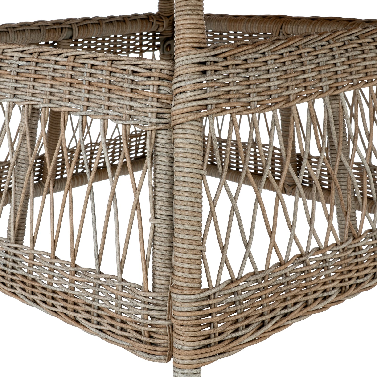 Hill Interiors Provence Collection outdoor bistro table with wood top and metal frame in a modern garden setting
