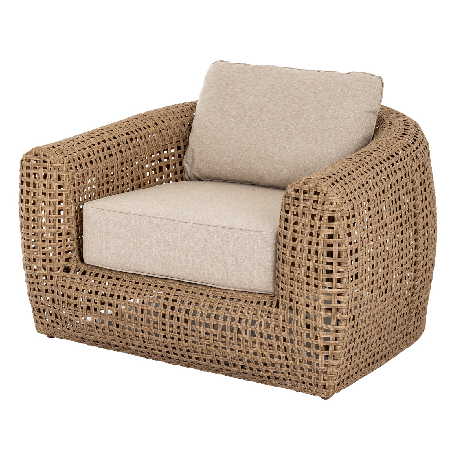Hill Interiors Bloom Collection brown outdoor large lounge chair in a modern garden setting